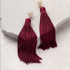 Burgundy Tassel Earring from Lulus